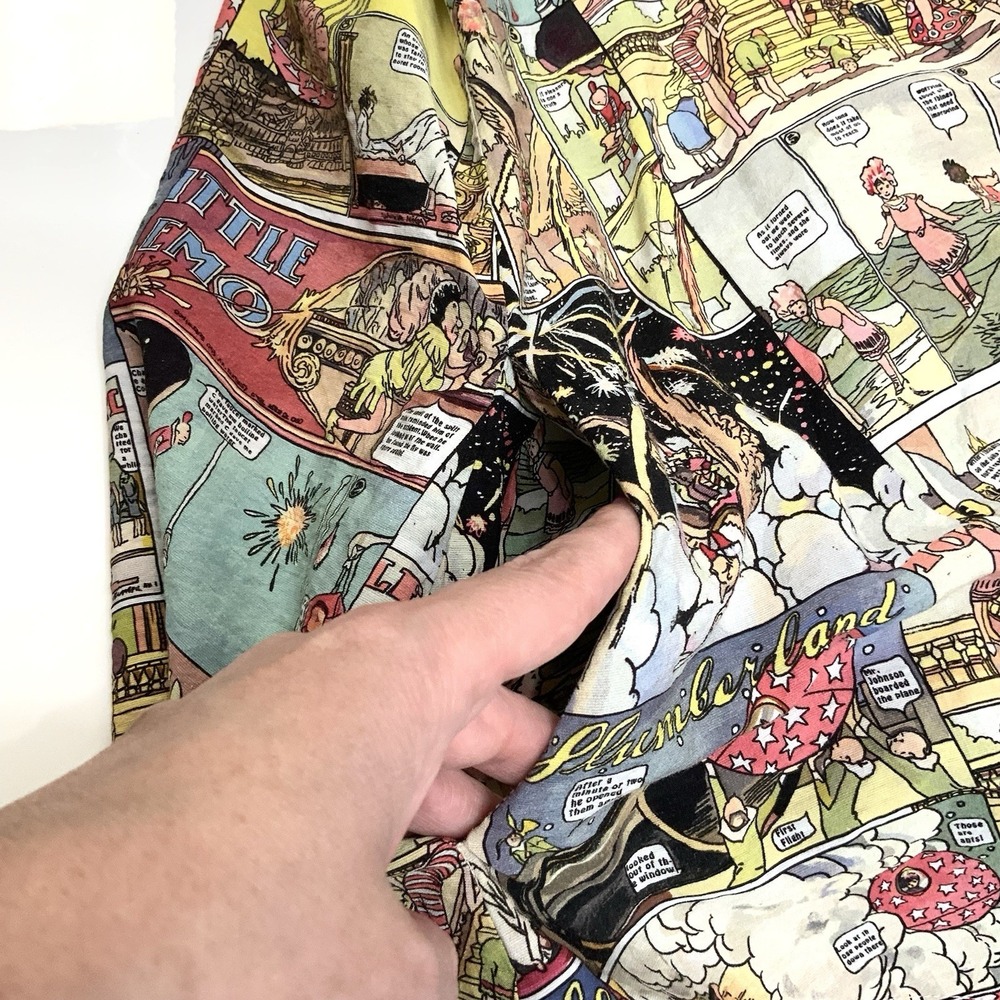 Shana Sz XXL Comic Print Button Down Shirt Back Zipper Pockets Roll Tab Pop Art - Picture 6 of 11